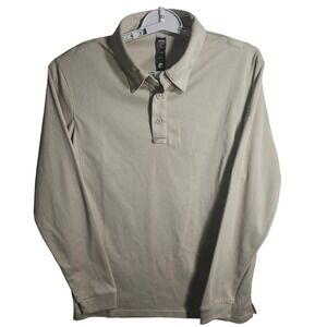 MIER Long Sleeve Polo Shirt Khaki Performance Athletic Men Sz S hiking tactical